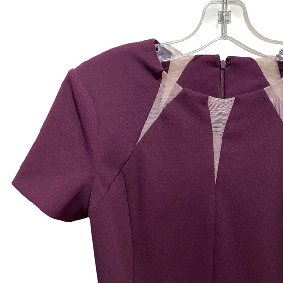 Calvin Klein Sheath Dress Mesh Detail Burgundy Purple Women’s Size 2 - Picture 5 of 9